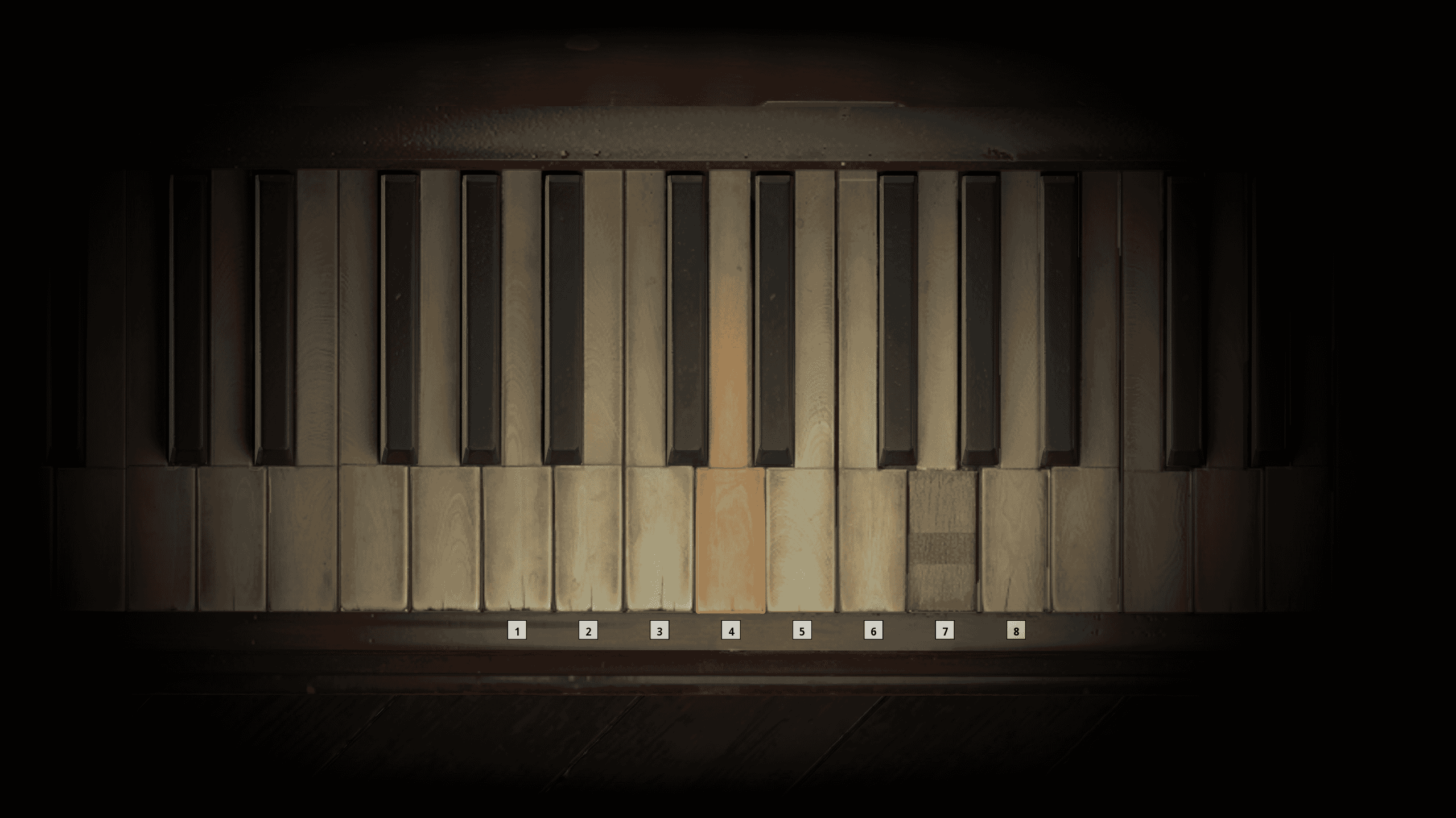 Piano keys 1–8 (A, B, C, D, E, F, G, A)